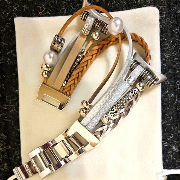 CHARMINGO Boho Leather Band for Google Pixel Smart Watch 2022 (silver) - Picture 3 of 4